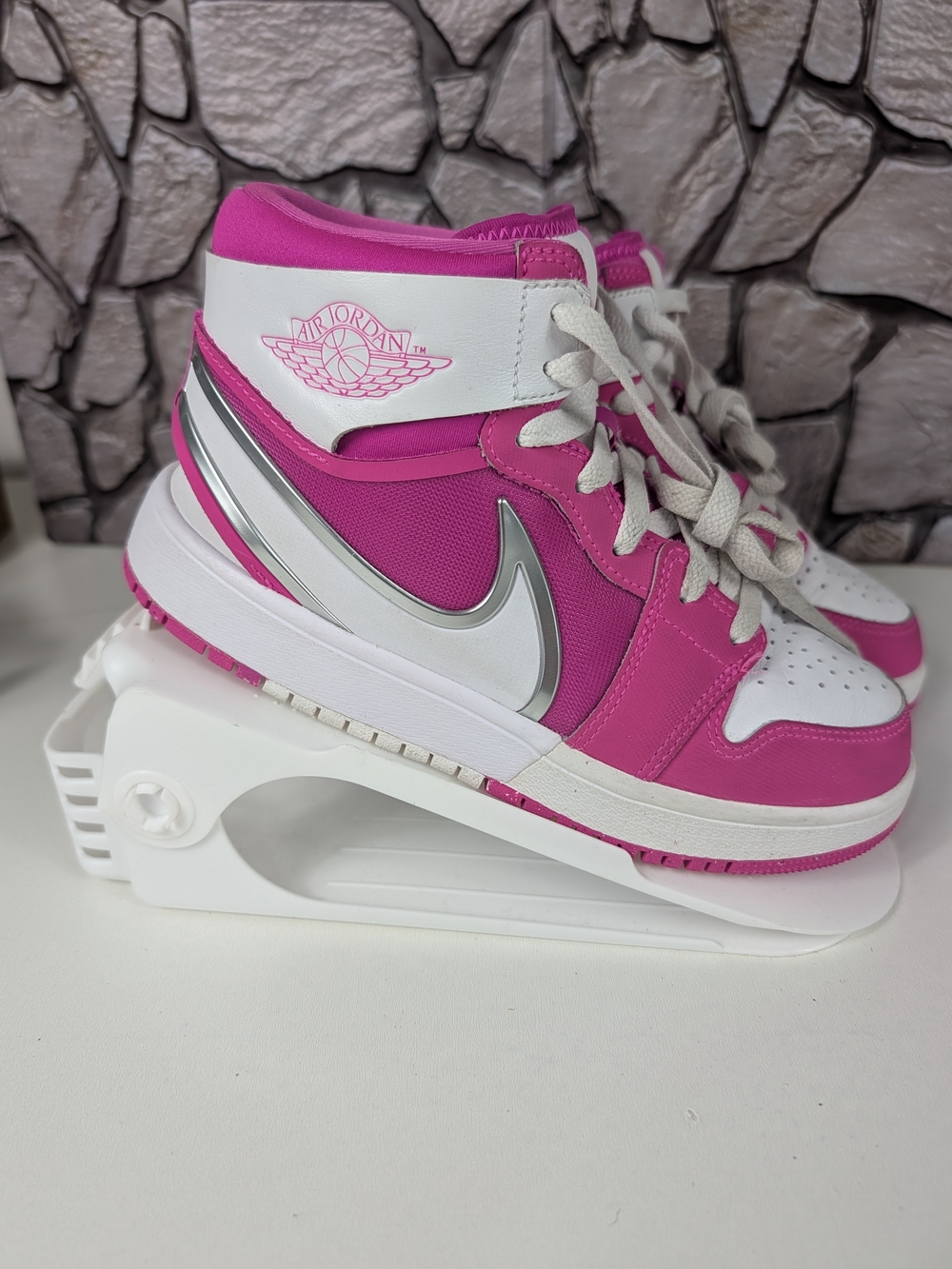 Jordan Girls  Pink and White Mid-Top Sneakers 3.5Y
